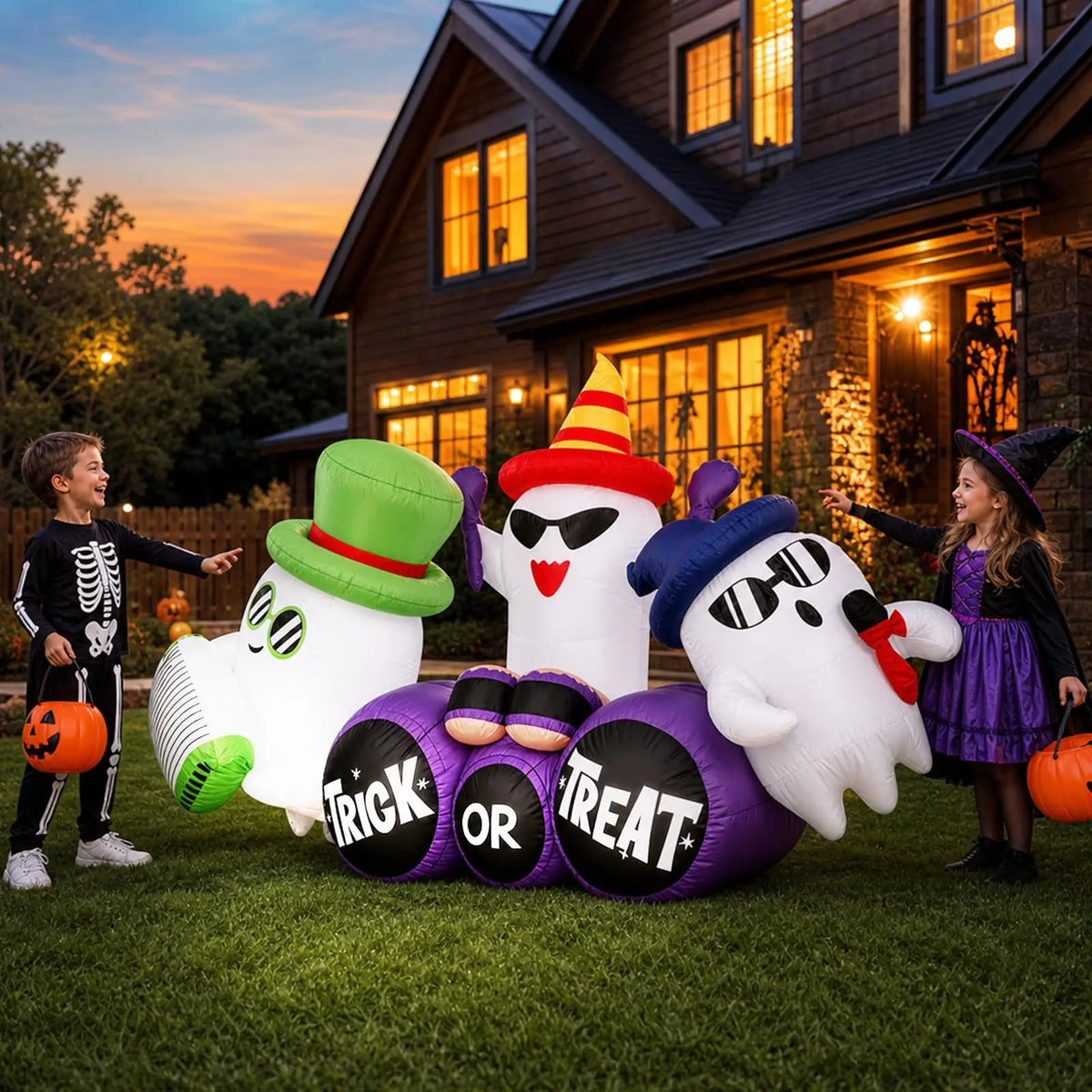 Illuminated Giant Inflatable Halloween Ghost Band For Yard