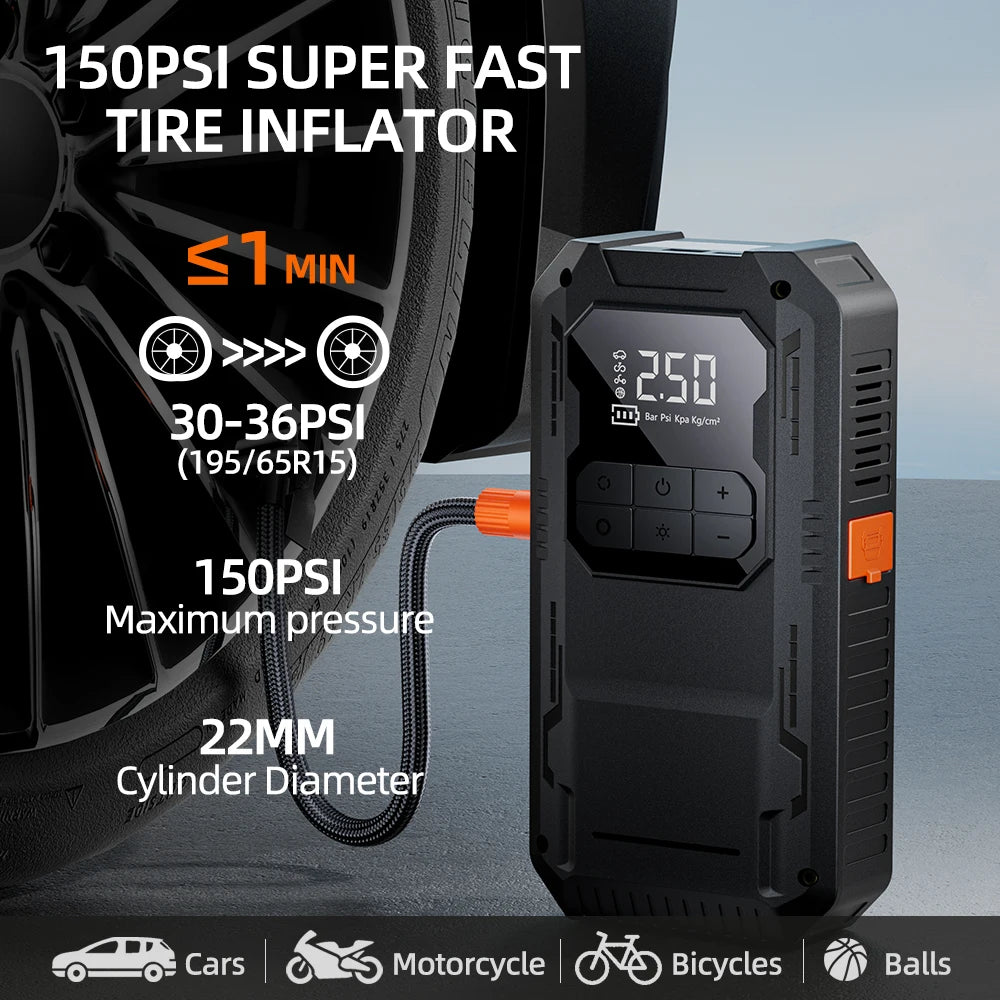 YIJU 4-In-1 Car Jump Starter With Air Compressor Power Bank