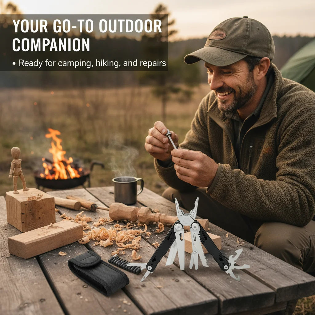 Compact 27 In 1 Stainless Steel Multitool Pliers For Camping