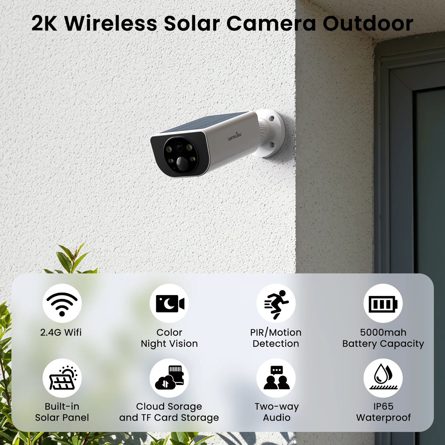 Wansview 3MP Outdoor Solar Battery Camera Floodlight Color Night Vision