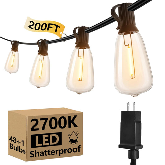200FT ST38 LED Globe String Lights With Hooks