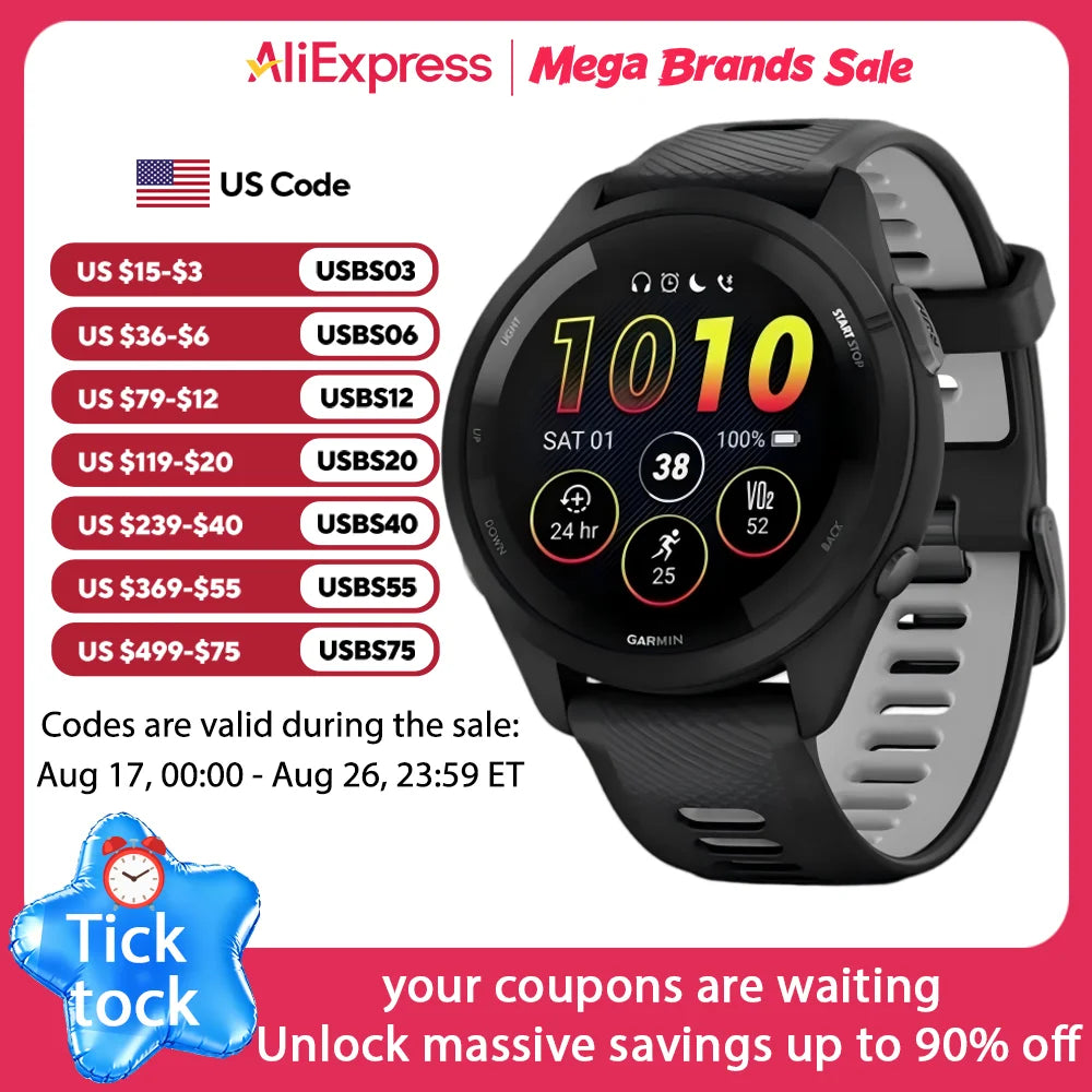 Garmin Forerunner 265 Outdoor GPS Smartwatch With Topo Maps