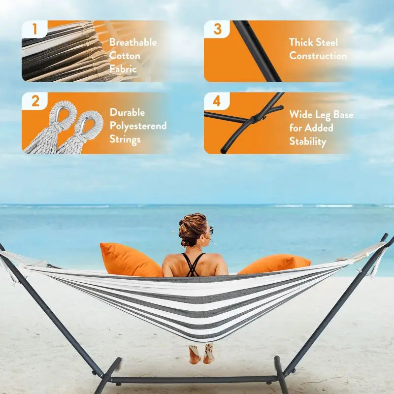 GYROOR Heavy Duty Adjustable Hammock With Stand For Couples