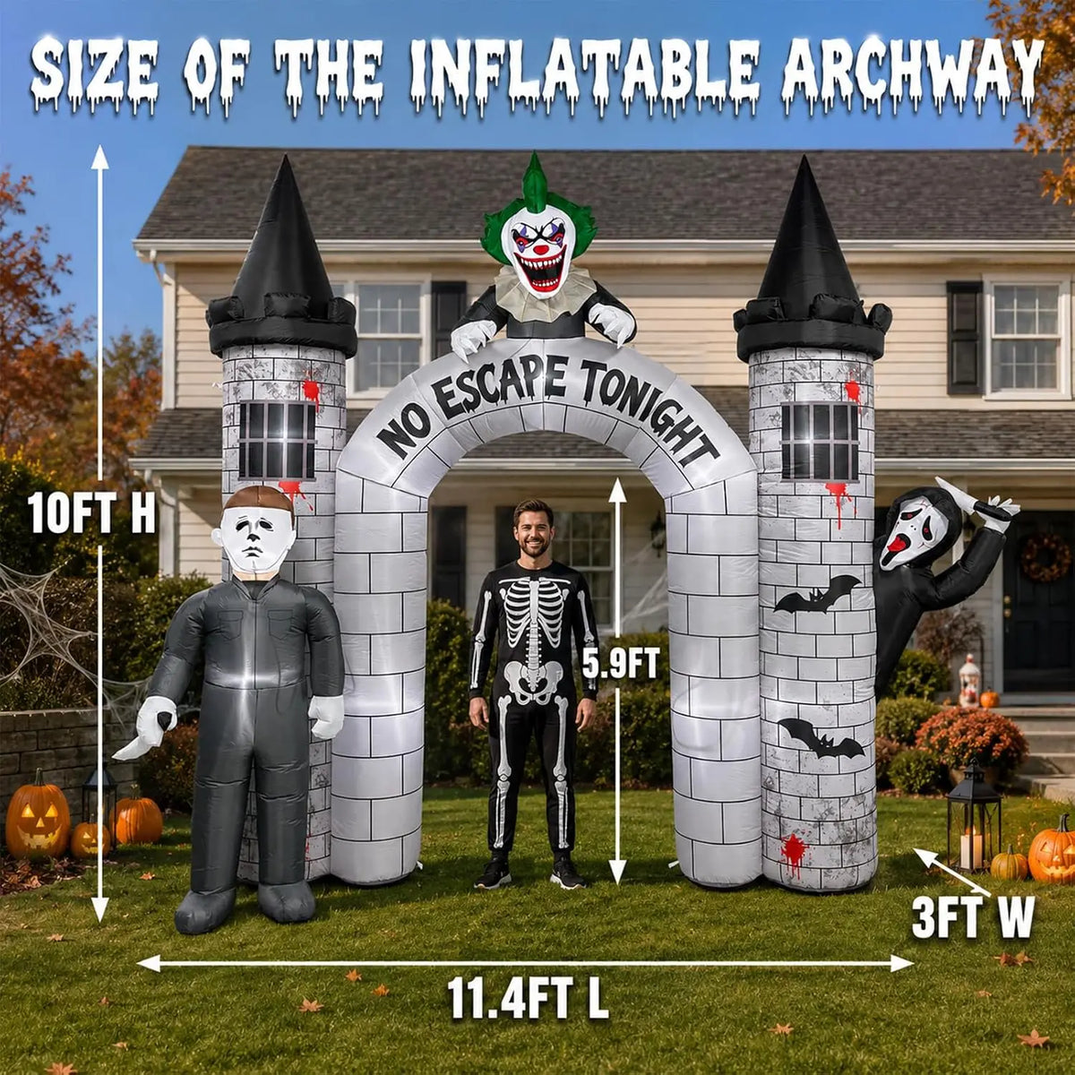 Giant Halloween Inflatable Archway With LED Lights For Yard