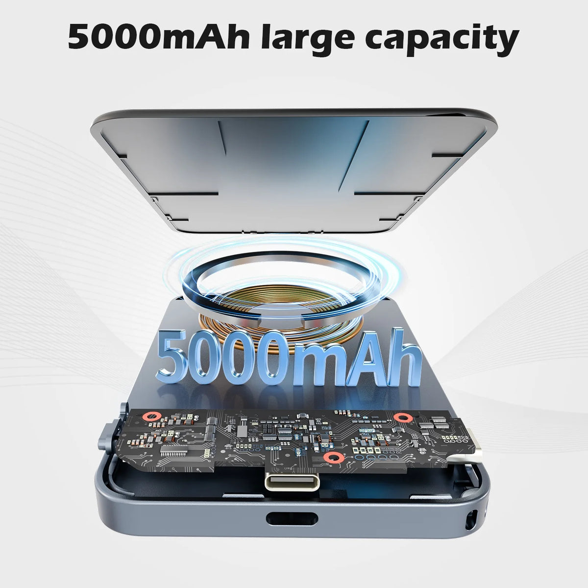 Magnetic Wireless Power Bank 20W 5000mAh Portable Solar Digital Display