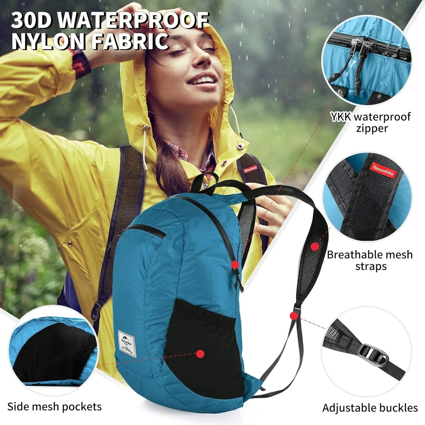 Naturehike Light Durable Hiking Backpack with Rain Cover