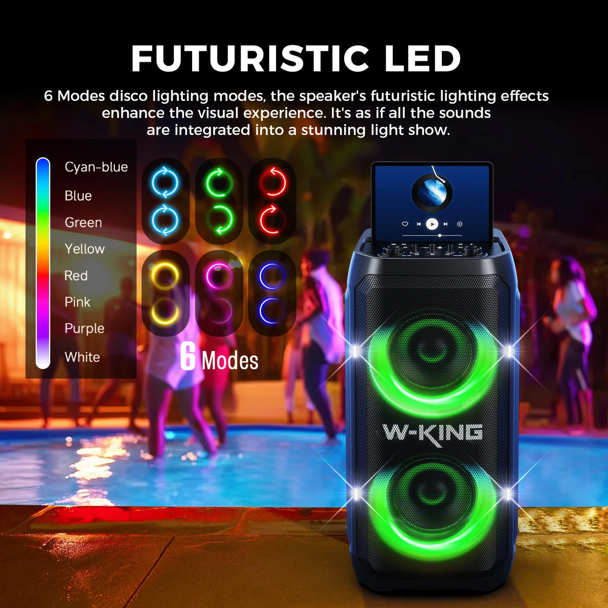W-King T12 Portable Bluetooth Speaker With 370W Output And Lighting