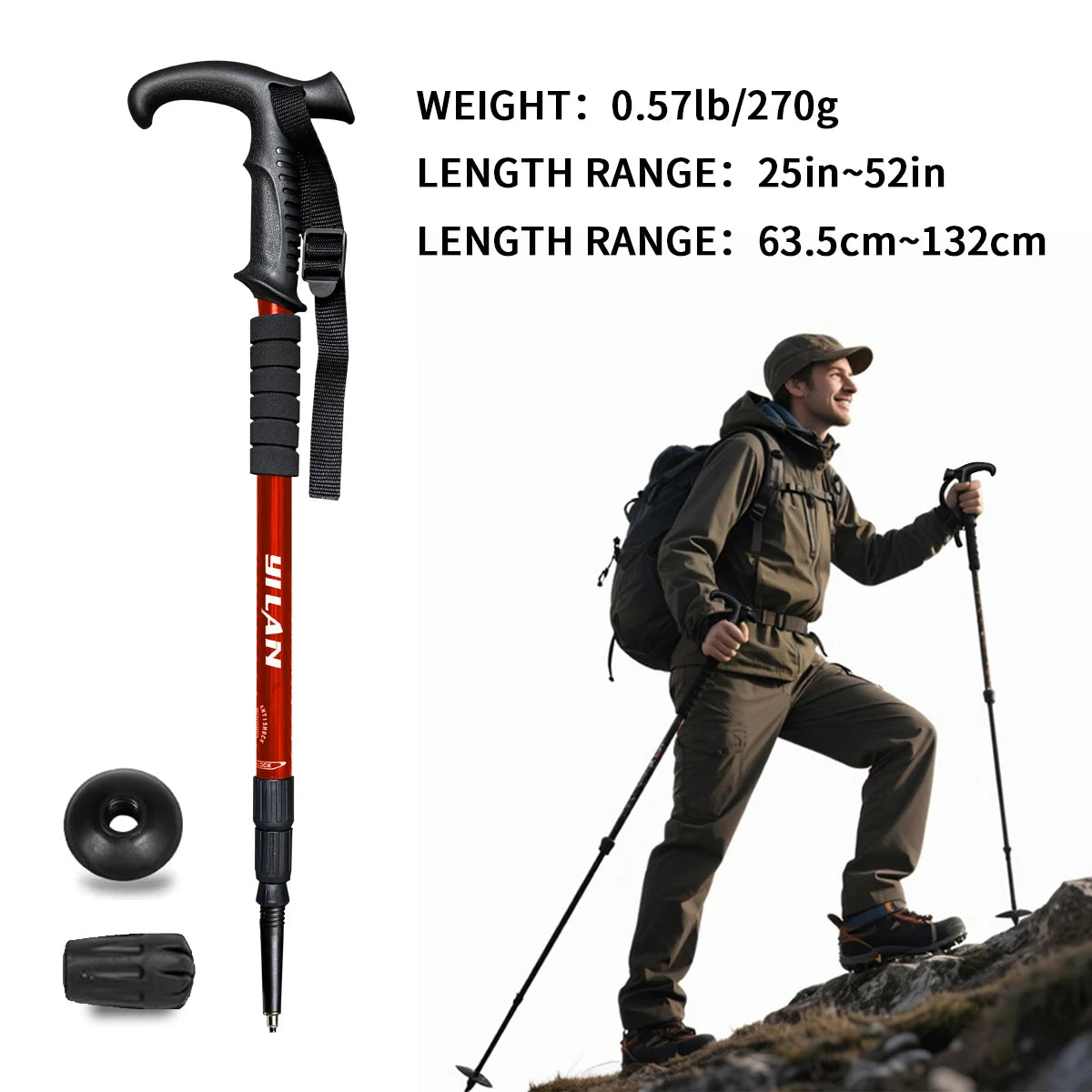 Premium Aluminum Hiking Poles with Shock Absorption for Outdoor Trekking