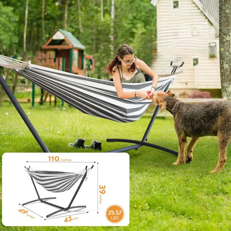 GYROOR Heavy Duty Adjustable Hammock With Stand For Couples