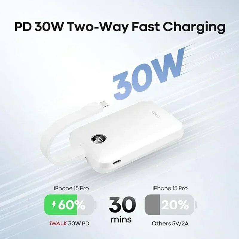 iWALK Magnetic Wireless Power Bank With Built In Fast Cable