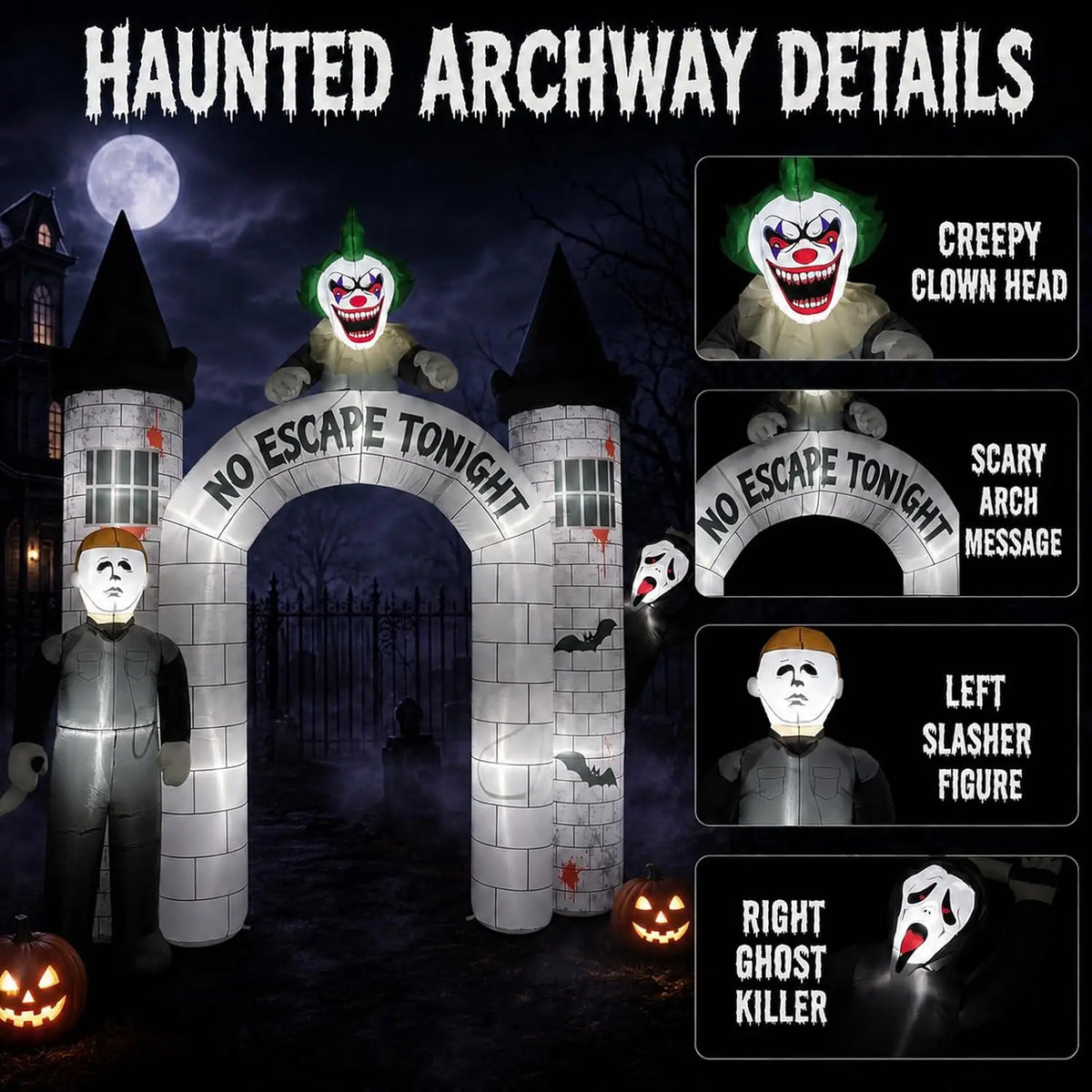 Giant Halloween Inflatable Archway With LED Lights For Yard