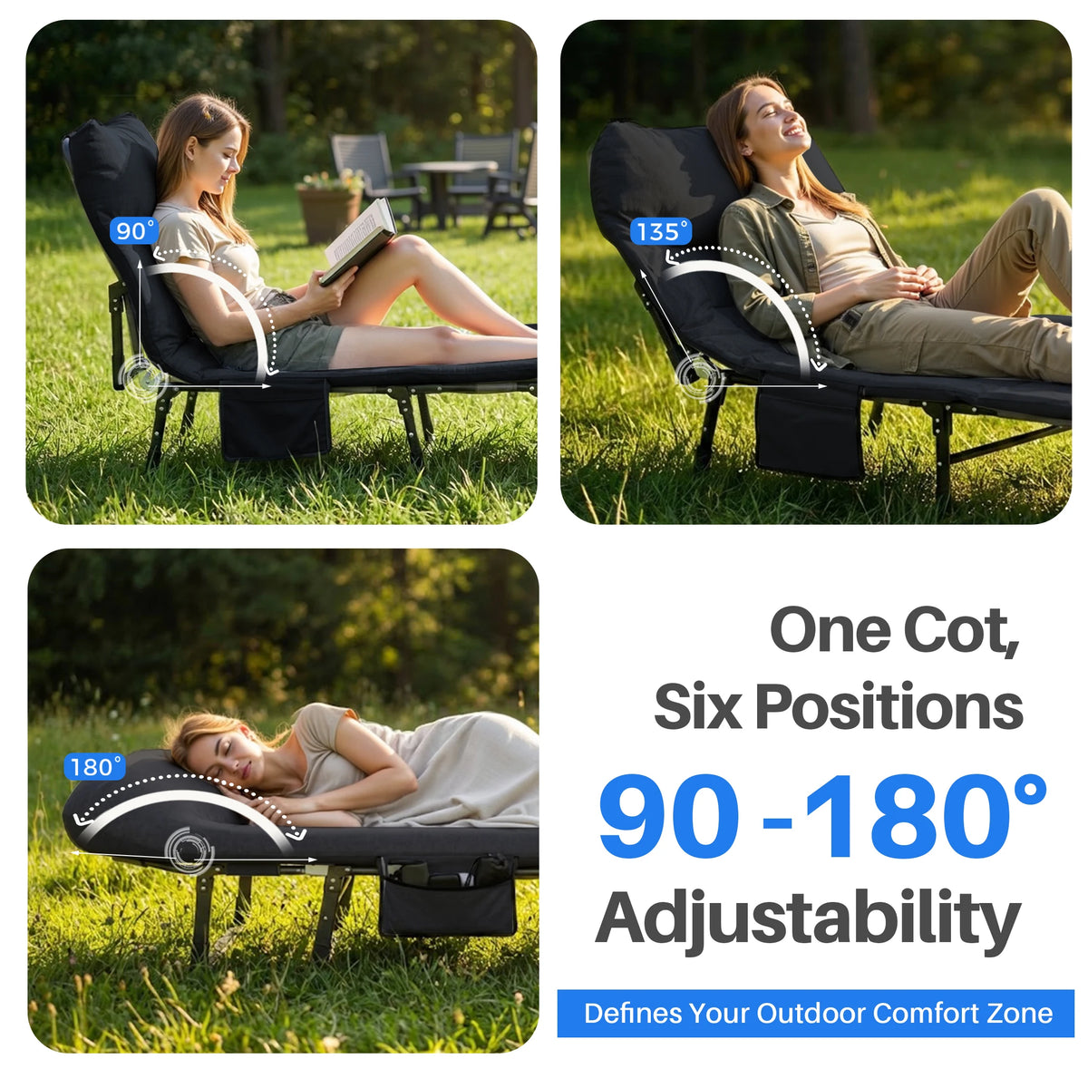 JHK Folding Camping Cot With Mattress Carry Bag 450 Lbs