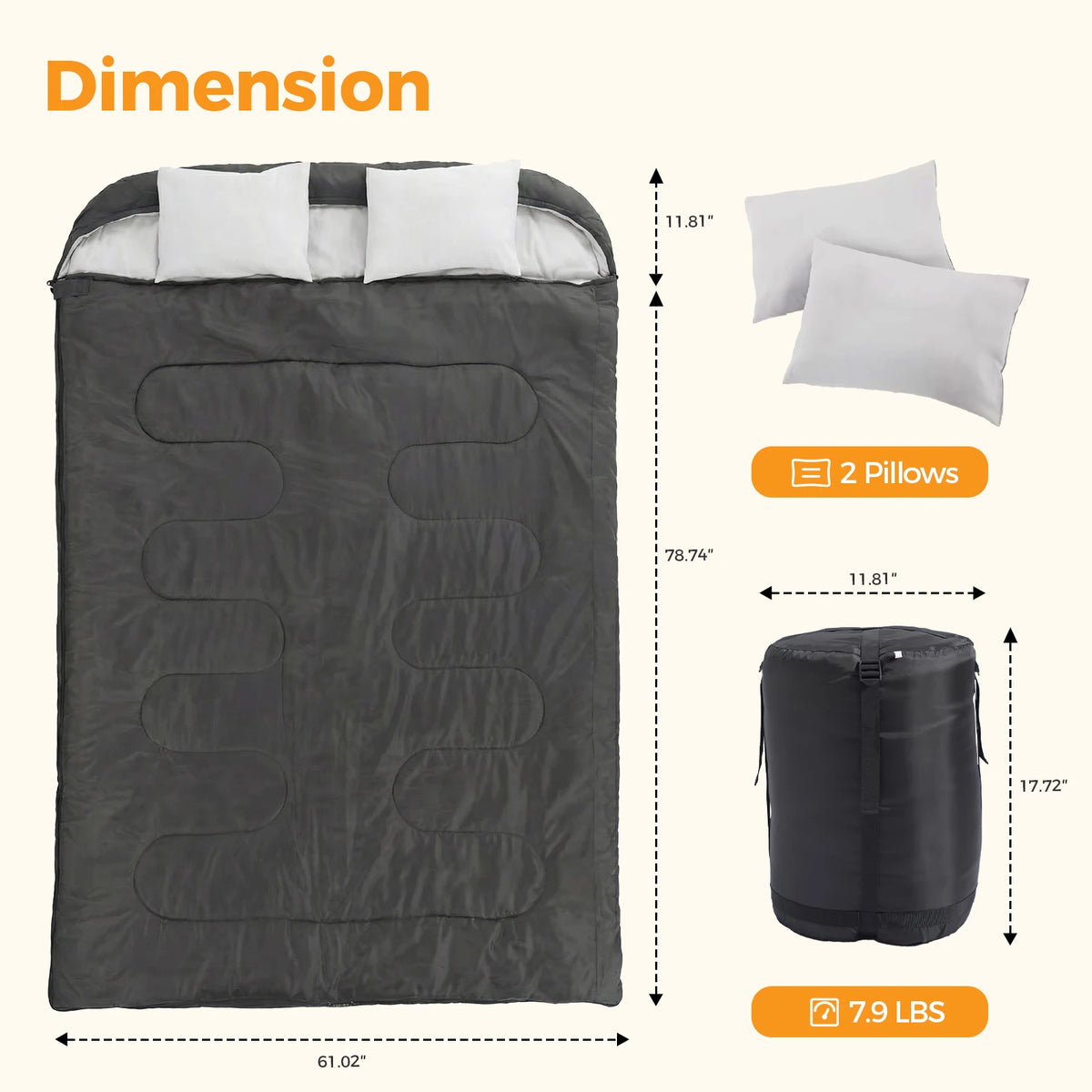 Double Sleeping Bag For Adults With Pillow Three Season
