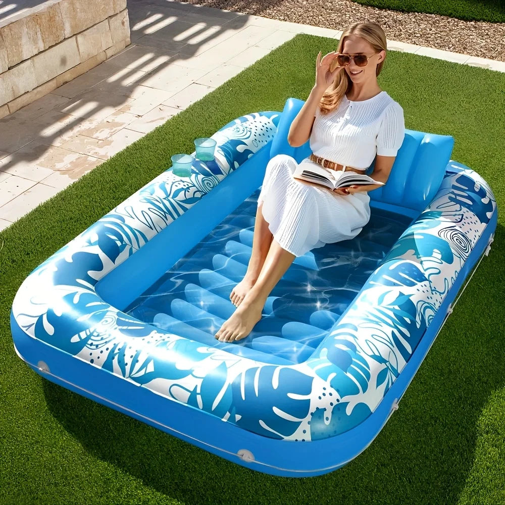 Joyfy Double Inflatable Tanning Lounger Float With Pillow