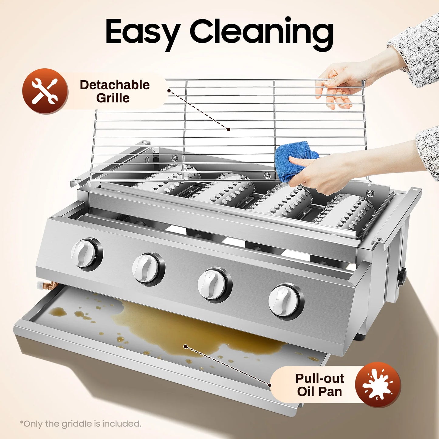 Portable Stainless Steel Propane Gas Grill With Adjustable Height