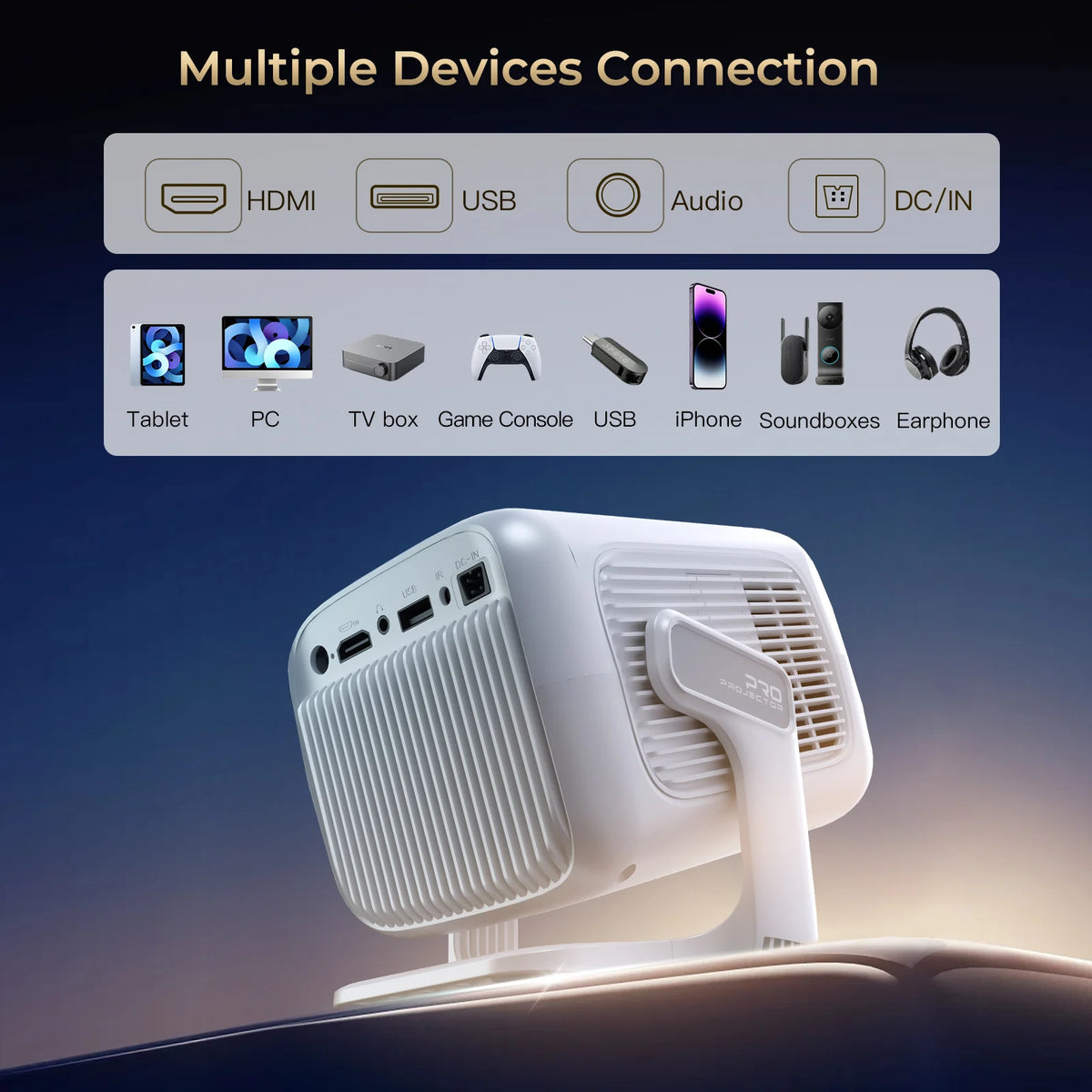 LynCast Android Projector With WiFi Bluetooth And Built In Speaker