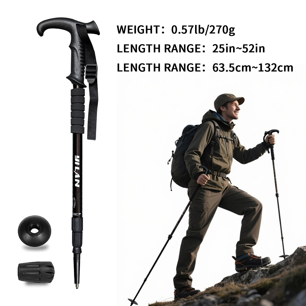Premium Aluminum Hiking Poles with Shock Absorption for Outdoor Trekking