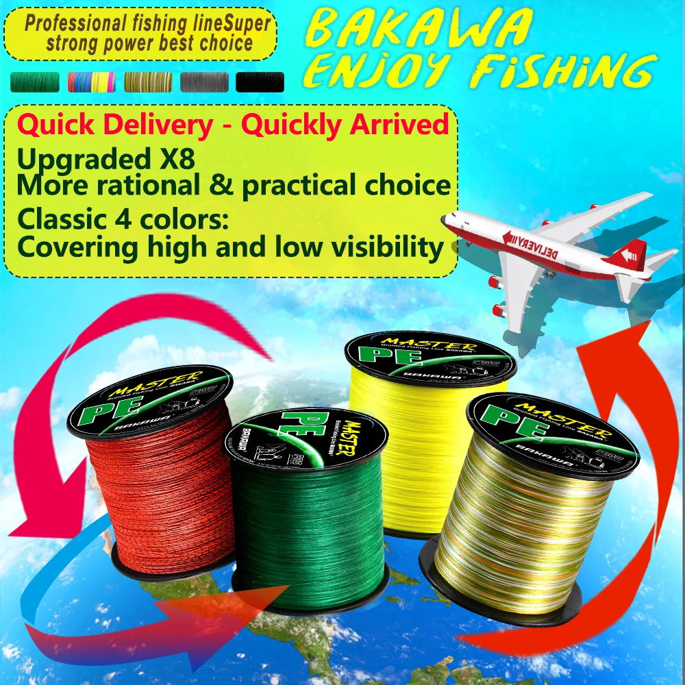 Bakawa 300M 8-Strand Braided Fishing Line For Saltwater Casting