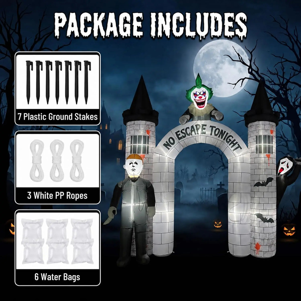 Giant Halloween Inflatable Archway With LED Lights For Yard