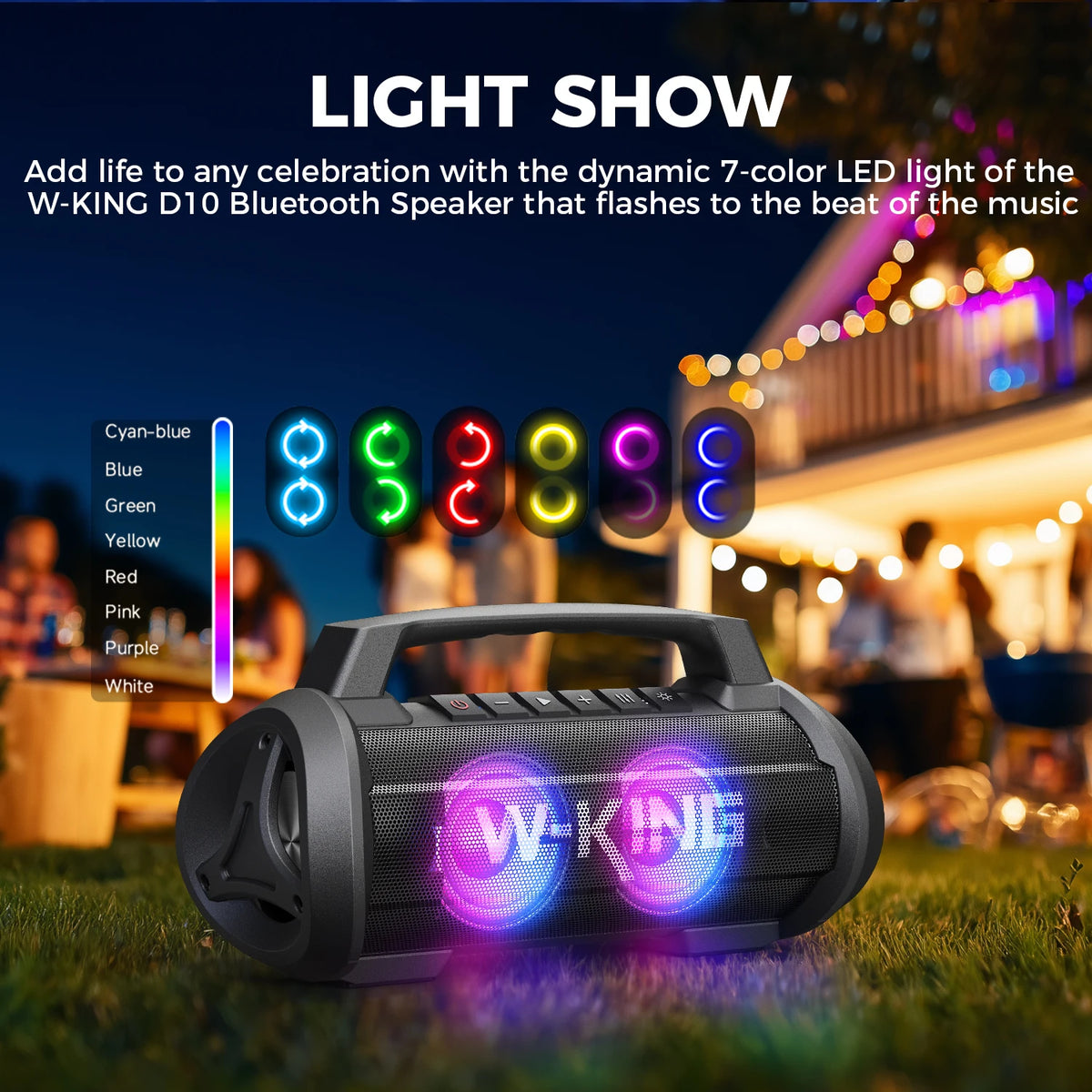 W King 70W Waterproof Portable Bluetooth Speaker With Bass