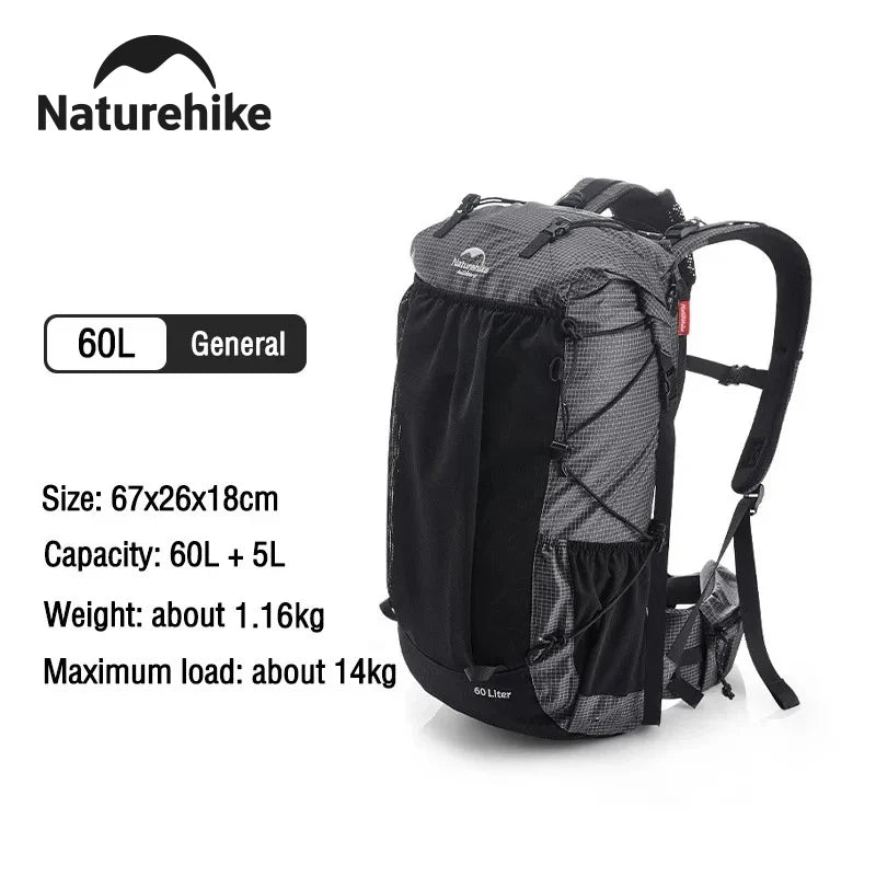 Naturehike Outdoor Waterproof 60 Plus 5L Hiking Travel Backpack