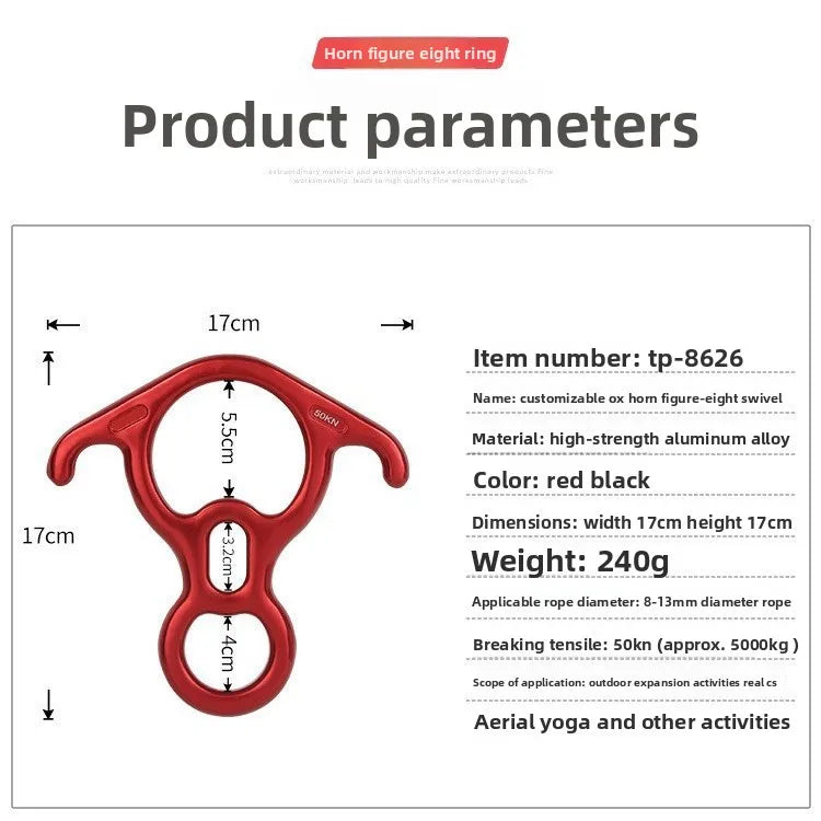Premium Figure 8 Descender With Horn For Rock Climbers