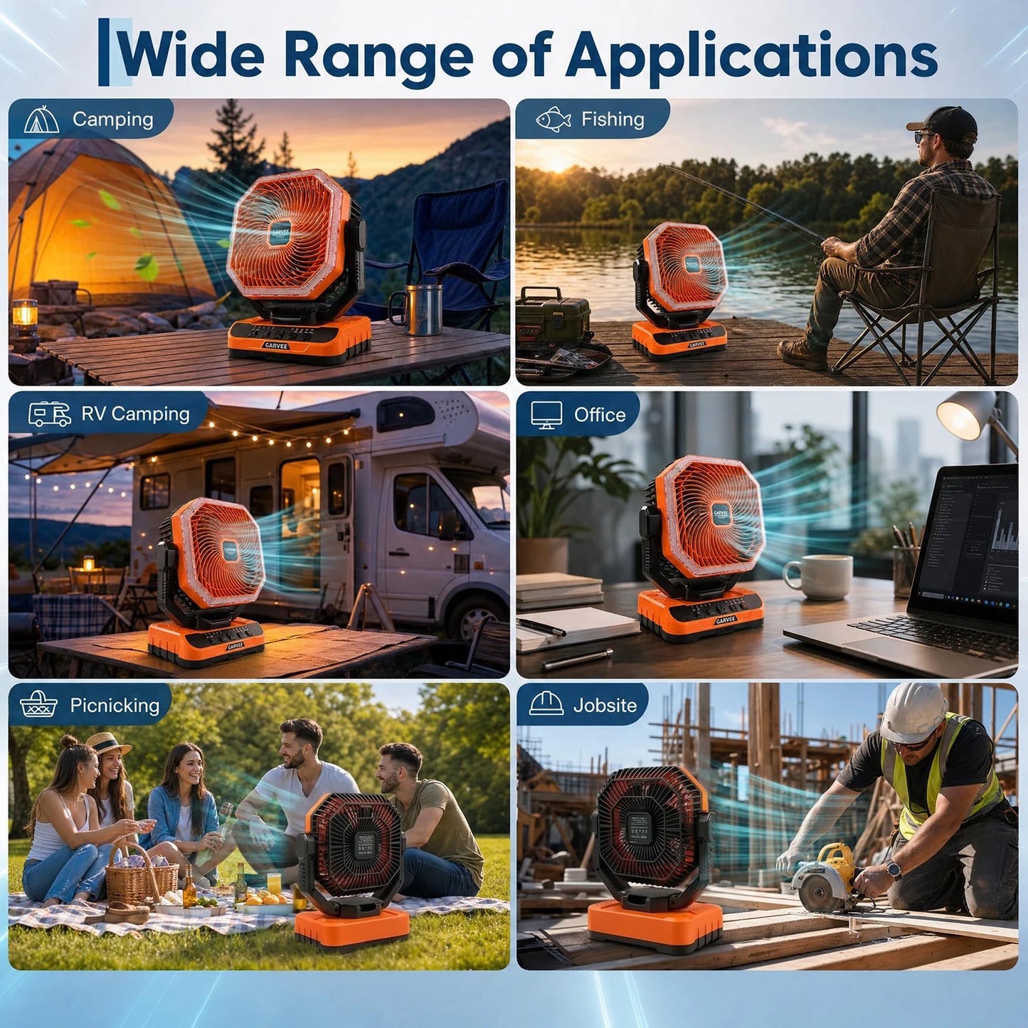 HiMISS Portable Camping Fan With Remote Timer