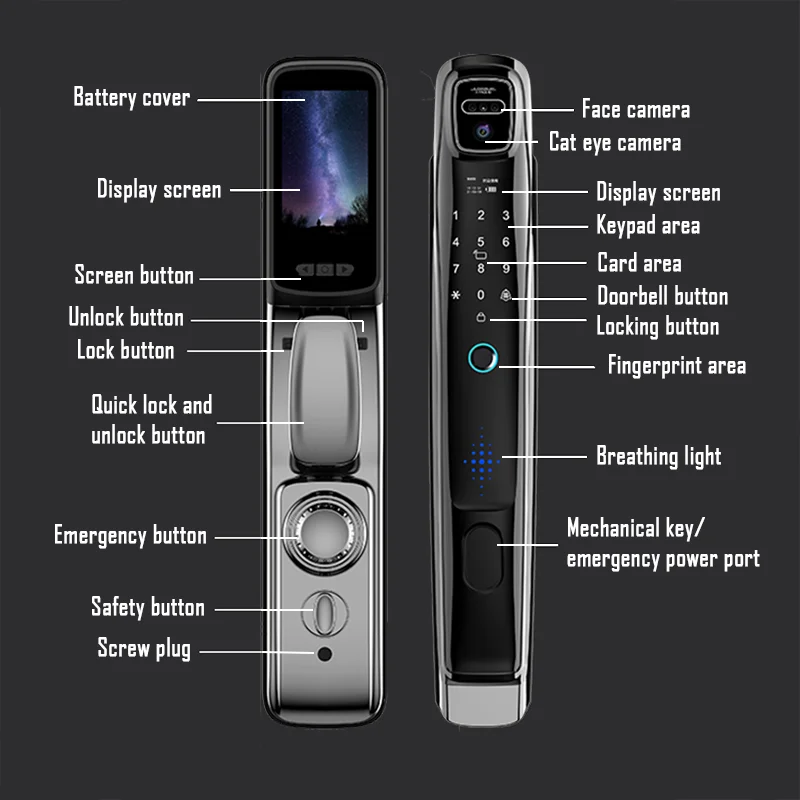 YKESDL Wifi Smart Door Lock With Face Recognition Camera