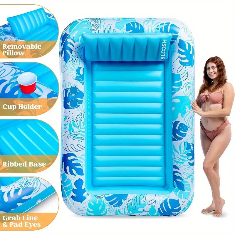 Joyfy Double Inflatable Tanning Lounger Float With Pillow