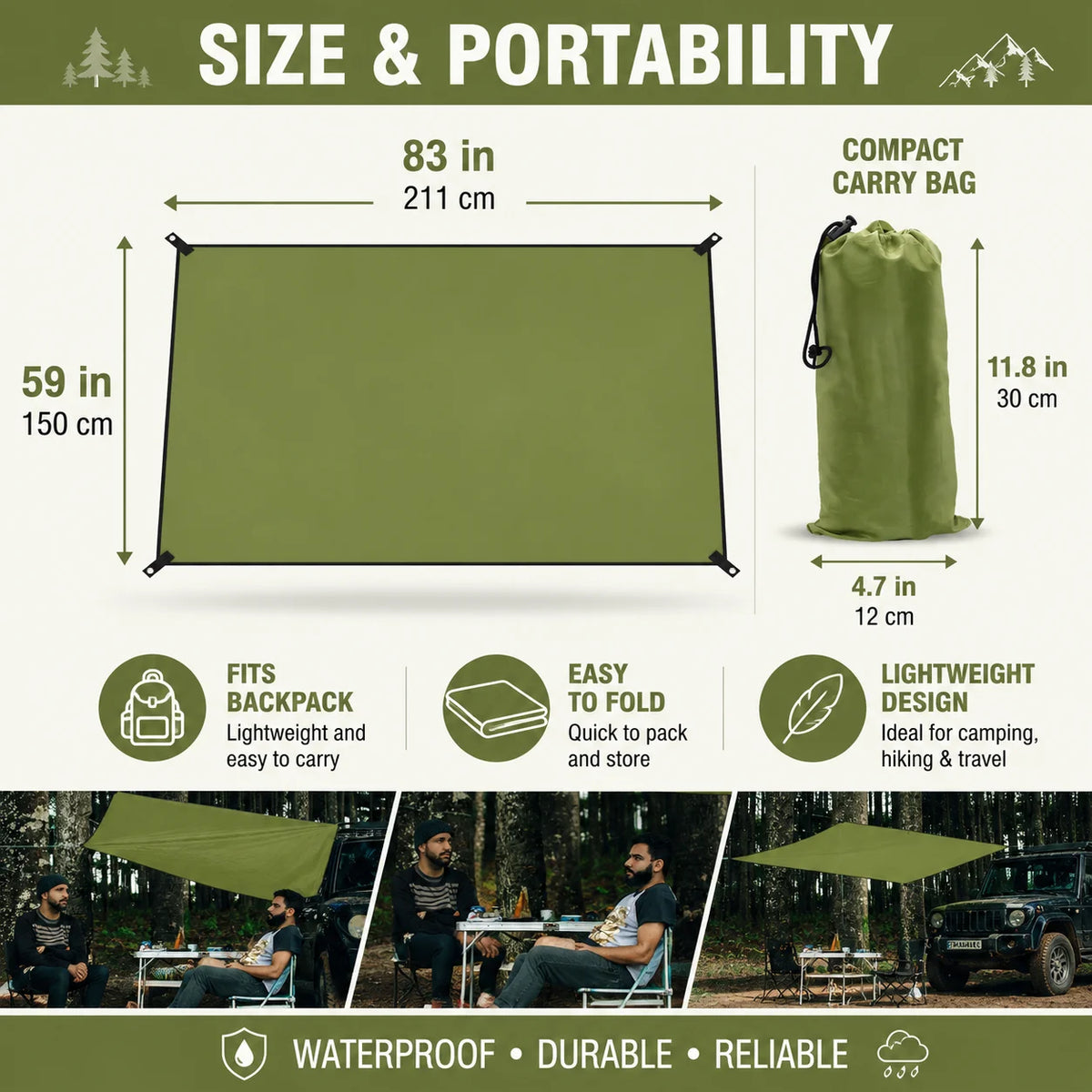 Durable Waterproof Ripstop Tarp Outdoor Shelter Canopy