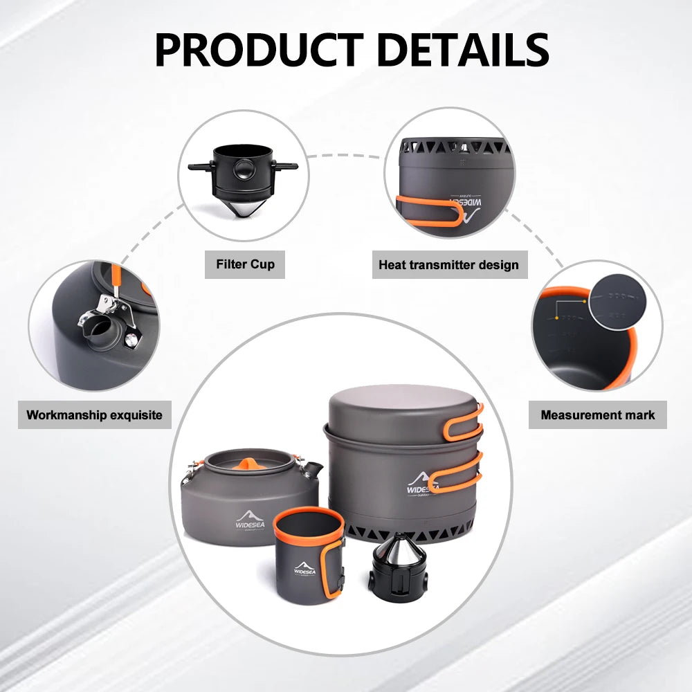 Widesea Outdoor Camping Cookware Set Lightweight Tableware Kit