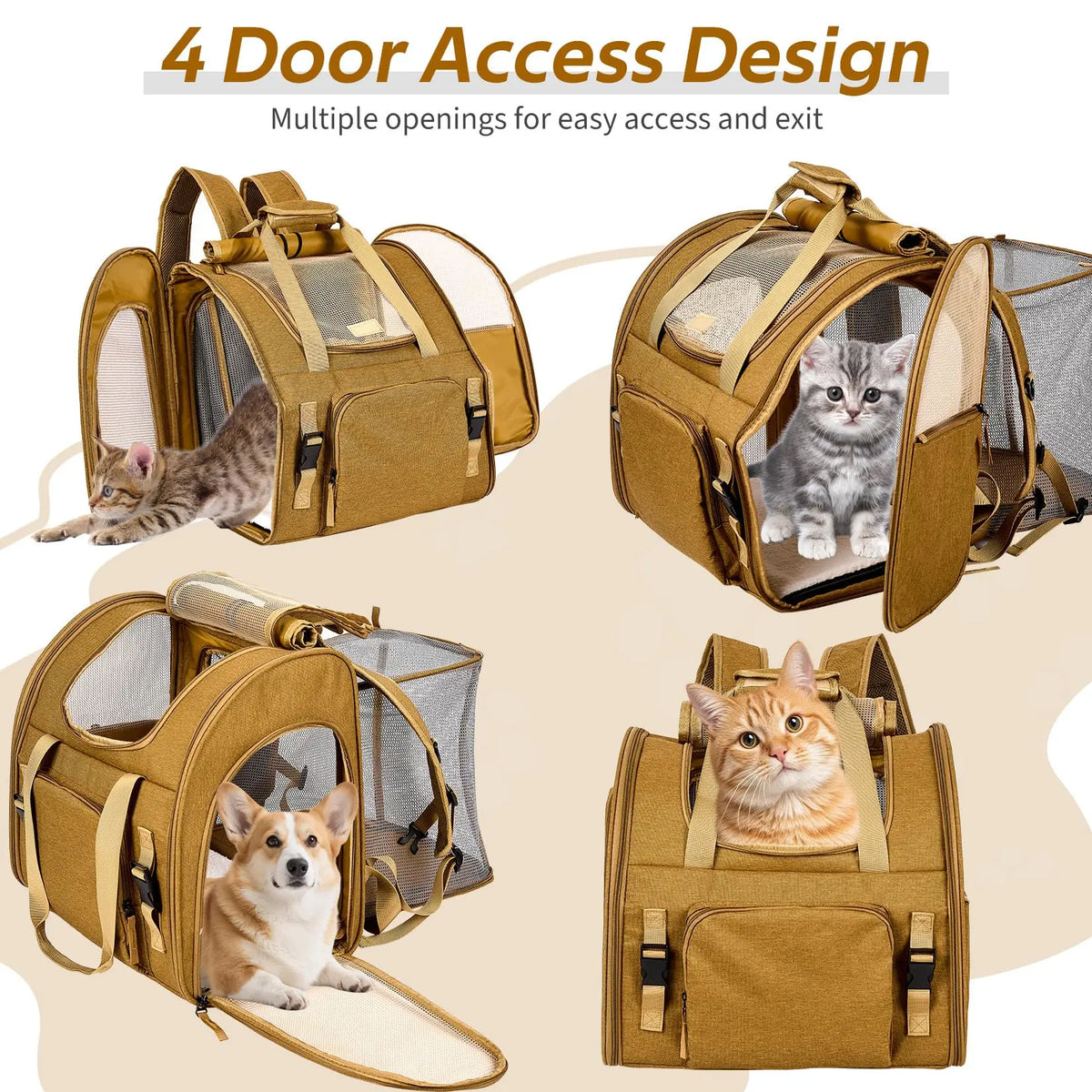 Expandable Mesh Cat Carrier Backpack With Padded Straps For Hikers