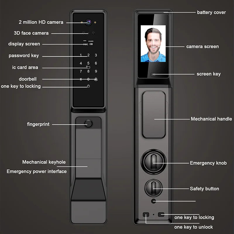 YKESDL Smart Fingerprint Door Lock With WiFi Camera And Password