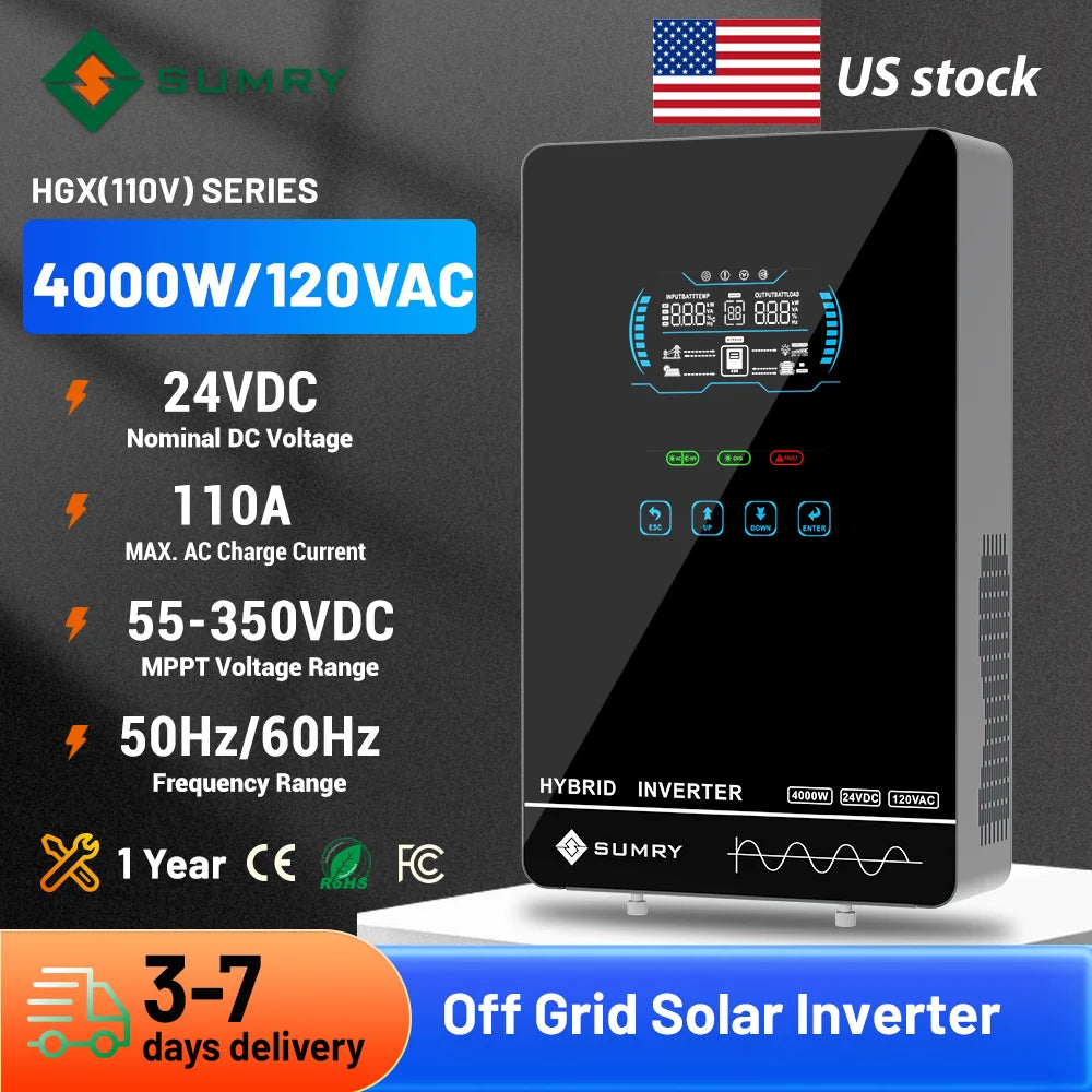 SUMRY Off Grid Solar Inverter With MPPT Charger And LCD Display