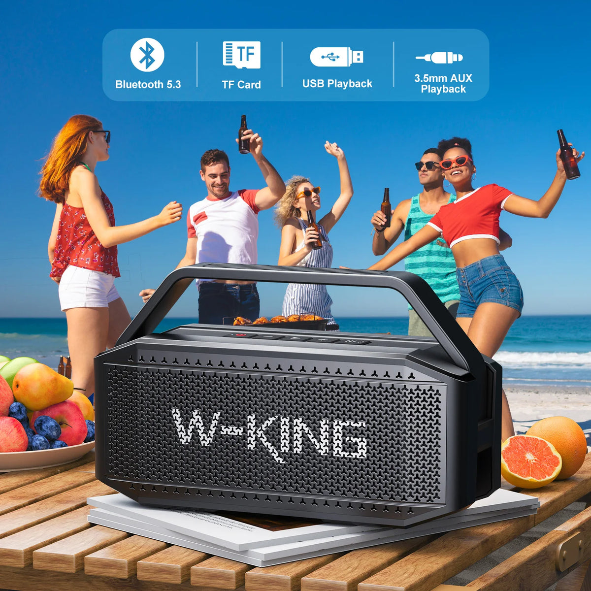 W-King D9-1 Deep Bass Portable Bluetooth Speaker With IPX6 Waterproof Build