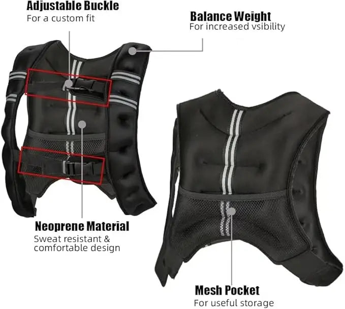 Adjustable Weighted Vest For Men Women Including Removable Training Weights