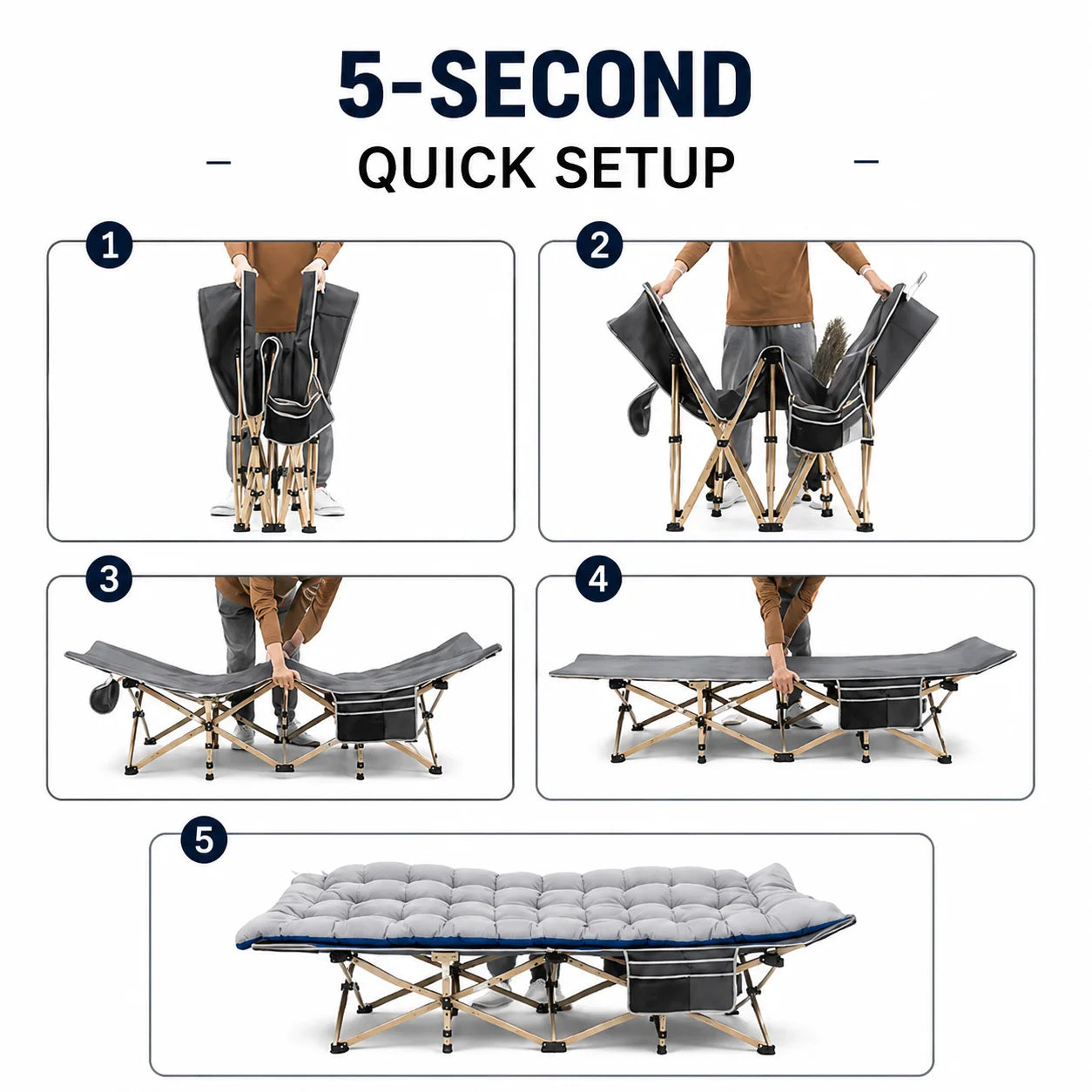 Portable Folding Camping Cot with Thick Mattress