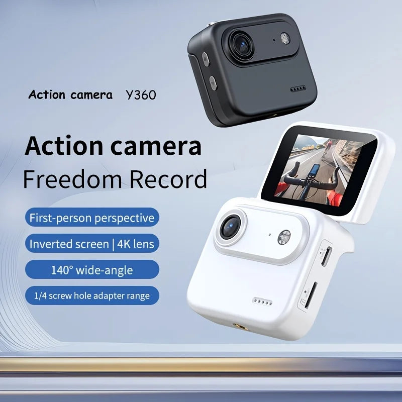 Compact 4K Flip Screen Action Camera With Anti Shake Stabilization
