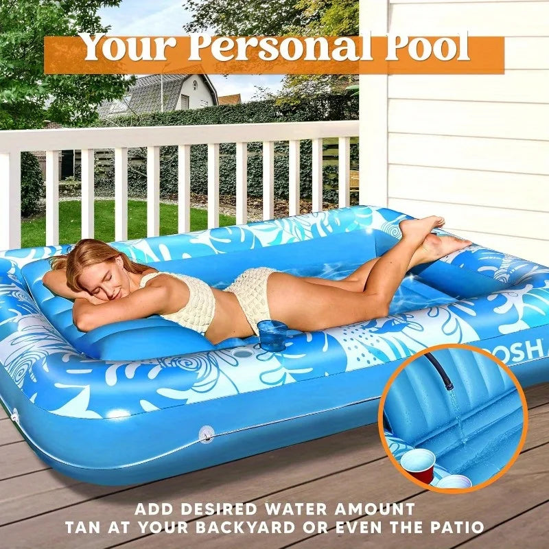 Joyfy Double Inflatable Tanning Lounger Float With Pillow