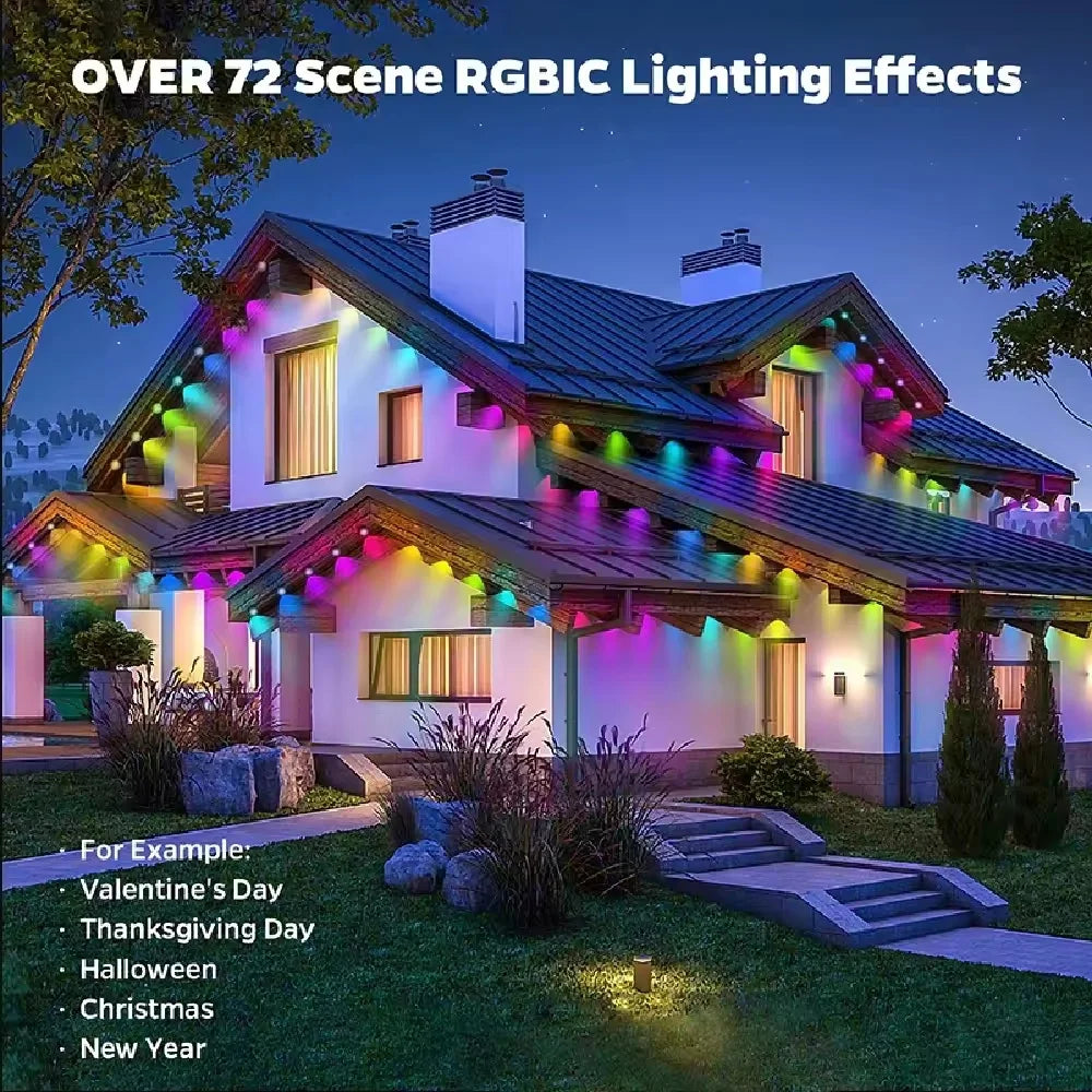 Smart App Remote Control Waterproof LED Eaves String Lights