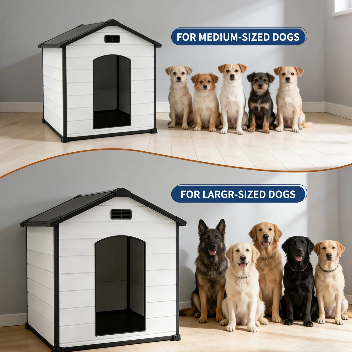 Waterproof Plastic Dog House With Removable Roof And Ventilated Design