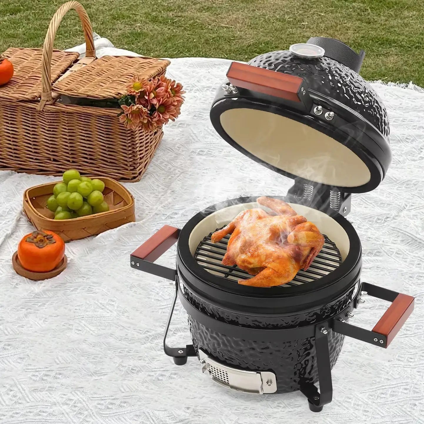 Bymaocar 13 Inch Freestanding Ceramic Charcoal Grill