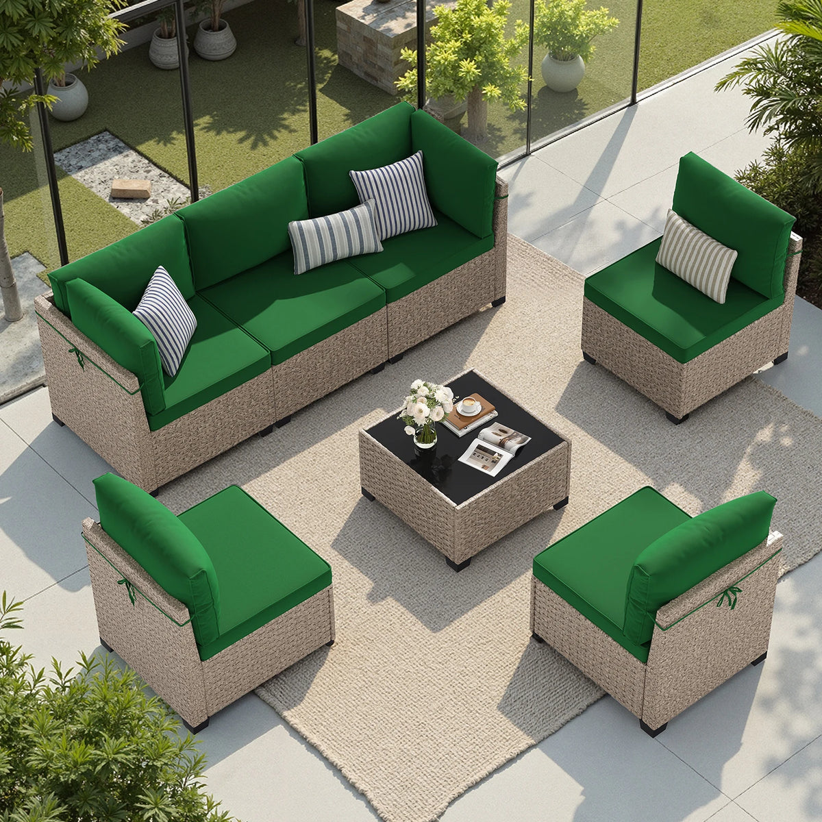 Soohow 7 Piece Outdoor Rattan Sectional Sofa Set