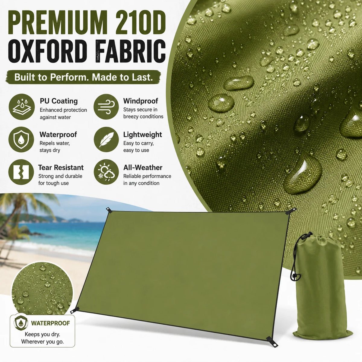 Durable Waterproof Ripstop Tarp Outdoor Shelter Canopy