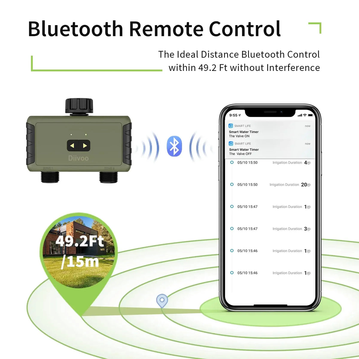 Diivoo Smart Bluetooth Garden Hose Water Timer With Rain Delay