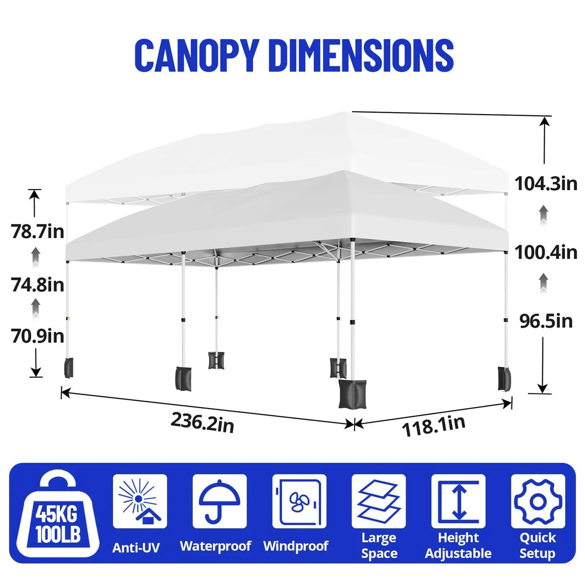 Heavy Duty Pop Up Tent Removable Sidewalls Waterproof Outdoor Canopy