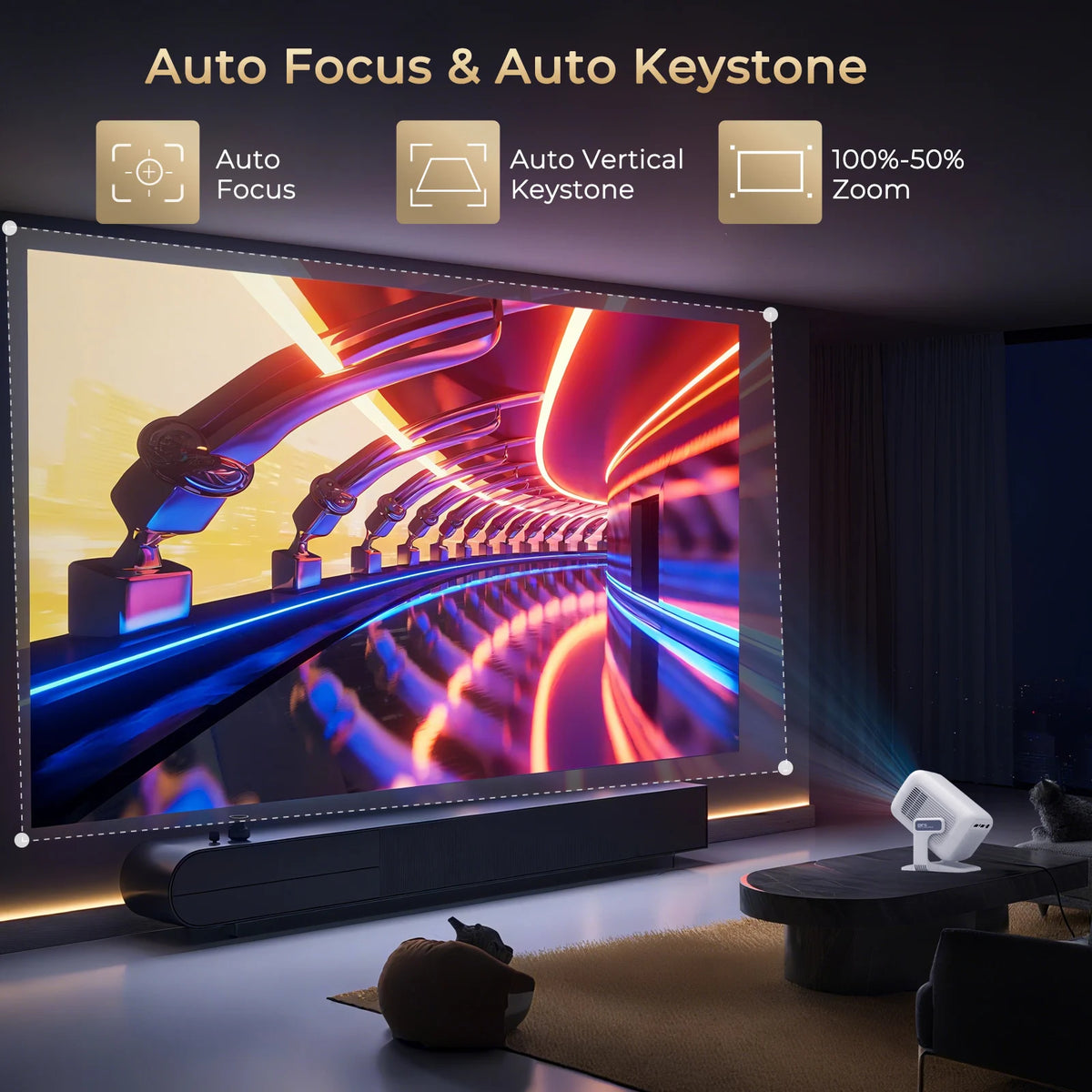 LynCast Android Projector With WiFi Bluetooth And Built In Speaker