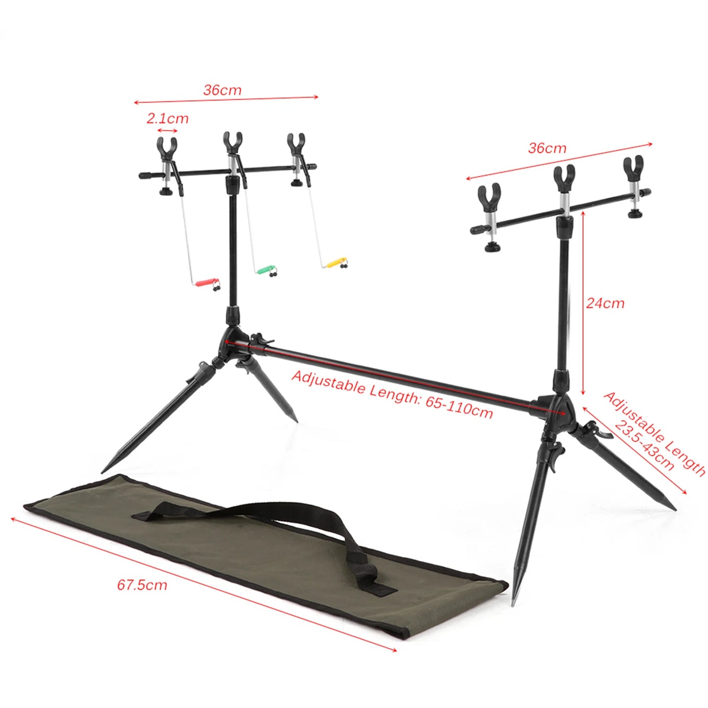 Lixada Adjustable Retractable Carp Rod Pod Stand With Bite Alarms