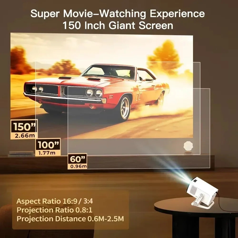 LynCast Mini Projector With WiFi 6 BT5.4 1080P 4K Support