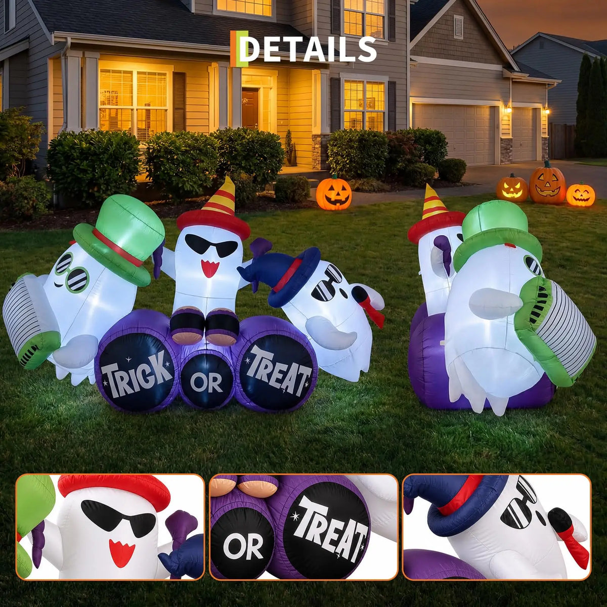 Illuminated Giant Inflatable Halloween Ghost Band For Yard
